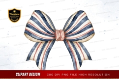 Patriotic ribbon bow clipart png Product Image 1