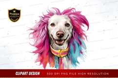 Happy dog with colorful hair clipart png Product Image 1