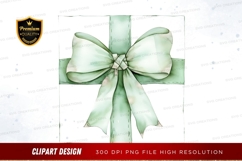 Elegant green ribbon bow clipart png Product Image 1