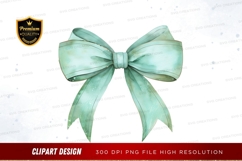 Elegant green ribbon bow clipart png Product Image 1