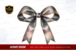 Elegant metallic ribbon bow clipart png Product Image 1