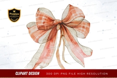 Elegant plaid ribbon bow clipart png Product Image 1