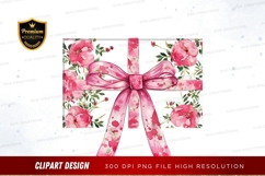 Floral gift box with pink bow clipart png Product Image 1