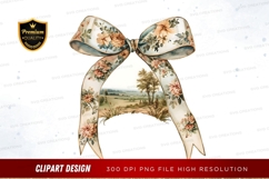 Floral landscape ribbon bow clipart png Product Image 1
