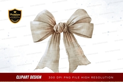 Elegant beige ribbon bow clipart png Product Image 1