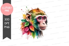 Colorful monkey clipart png Product Image 1