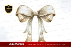 Elegant golden ribbon bow clipart png Product Image 1