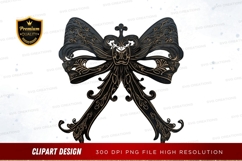Ornate black bow clipart png Product Image 1