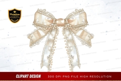 Elegant pearl bow clipart png Product Image 1