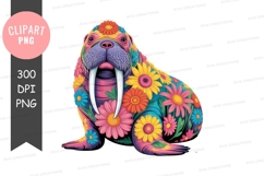Vibrant walrus with floral design Product Image 1