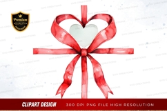 Red bow with heart clipart png Product Image 1