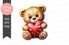 Teddy bear holding heart clipart png Product Image 1