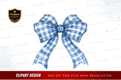 Blue plaid bow clipart png Product Image 1