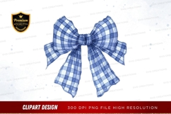 Blue plaid bow clipart png Product Image 1