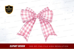 Pink and white checkered bow clipart png Product Image 1