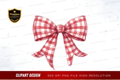 Red and white checkered bow clipart png Product Image 1