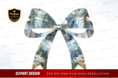 Elegant blue floral ribbon bow clipart png Product Image 1