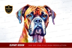 Colorful boxer dog clipart png Product Image 1