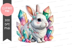 Enchanted bunny with crystal crown clipart png Product Image 1