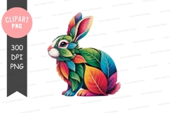 Colorful leaf rabbit clipart png Product Image 1