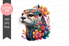 Ferret with floral crown clipart png Product Image 1