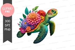 Vibrant sea turtle with floral decorations Product Image 1