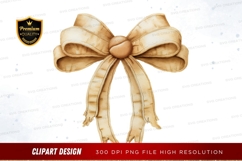 Elegant beige ribbon bow clipart png Product Image 1