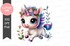 Adorable unicorn clipart png Product Image 1