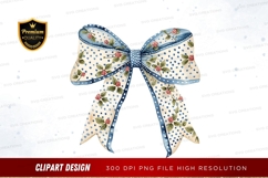 Elegant floral ribbon bow clipart png Product Image 1