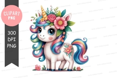 Colorful unicorn clipart png Product Image 1