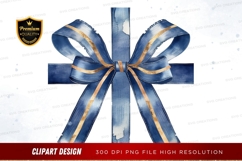 Elegant blue ribbon bow clipart png Product Image 1