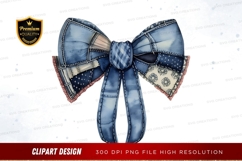 Blue and white patterned bow clipart png Product Image 1