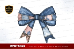 Denim patchwork bow clipart png Product Image 1