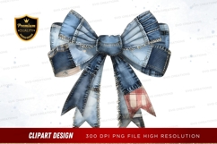 Denim patchwork bow clipart png Product Image 1