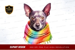 Dog with rainbow scarf clipart png Product Image 1