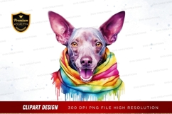 Happy dog with rainbow scarf clipart png Product Image 1