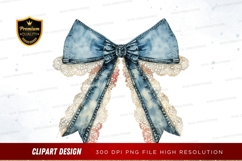 Blue denim ribbon with lace Product Image 1