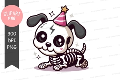 Celebrating skeleton dog clipart png Product Image 1