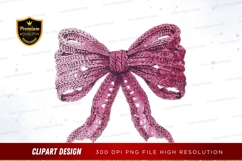 Pink sequin bow clipart png Product Image 1