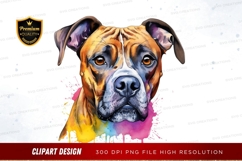 Colorful boxer dog clipart png Product Image 1