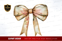 Elegant floral ribbon bow clipart png Product Image 1