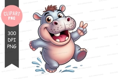 Happy hippo clipart png Product Image 1