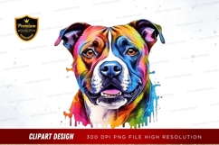 Colorful boxer dog clipart png Product Image 1
