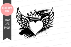 Royal heart with wings clipart png Product Image 1
