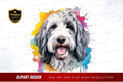 Happy dog with colorful background clipart png Product Image 1