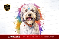 Happy white dog with colorful background Product Image 1