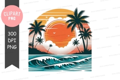 Tropical sunset clipart png Product Image 1