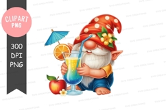 Cheerful gnome enjoying a colorful drink Product Image 1