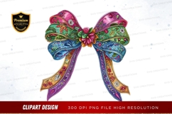 Colorful floral ribbon bow clipart png Product Image 1