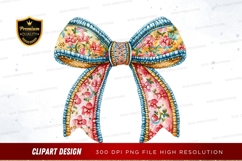 Floral patterned bow clipart png Product Image 1